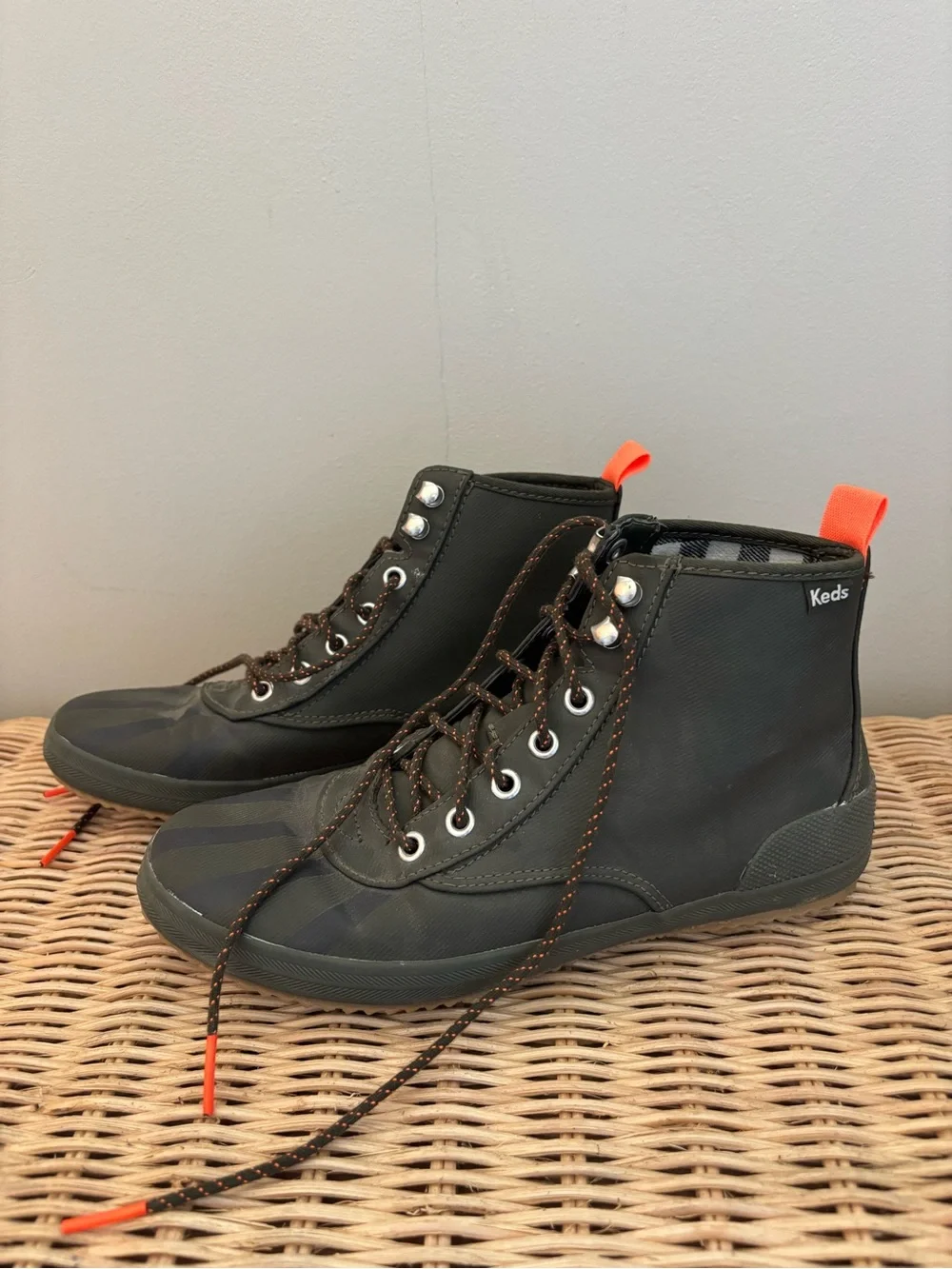Keds Olive Green and Orange Women's Waterproof High-Top Boots